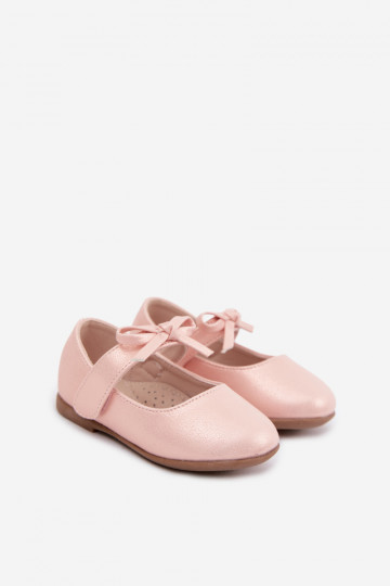 Kinder-Ballerinas mit Klettverschlüssen und Schleifen in Rosa Drippy