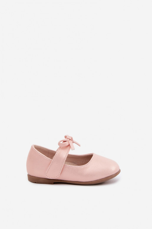 Ballerinas Kindisch mit Klebeverschlüssen mit Bändern pinke Farbe Drippy