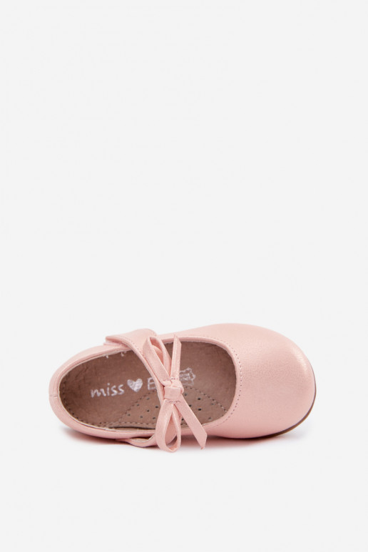 Ballerinas Kindisch mit Klebeverschlüssen mit Bändern pinke Farbe Drippy
