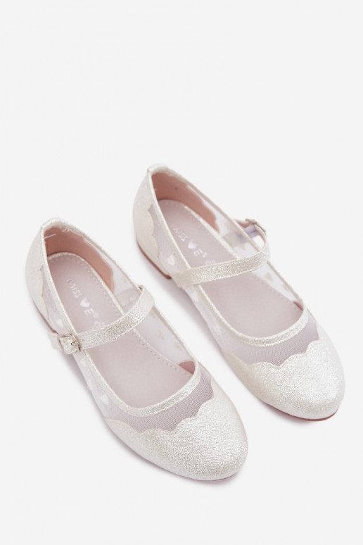 Glänzende Ballerinas Dla DzieZuczynek Netz mit Herzen Zueiße Farbe Binky