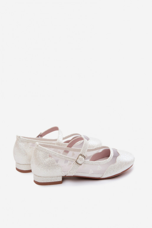 Glänzende Ballerinas Dla DzieZuczynek Netz mit Herzen Zueiße Farbe Binky