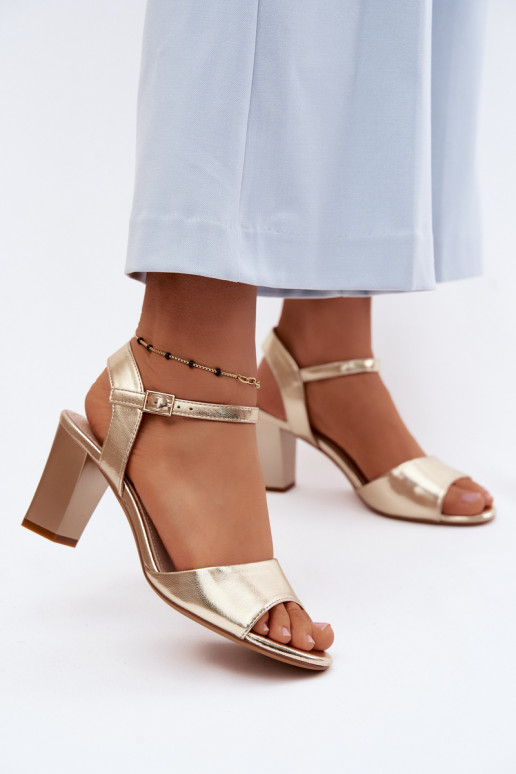 Damen-Sandalen mit hohen Absätzen Sergio Leone SK861 goldene Farbe