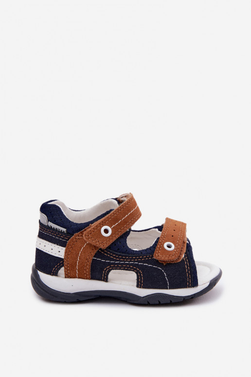Haut INildledersandalen für Jungs Bartek 84408-66 blaue-braune Farbe