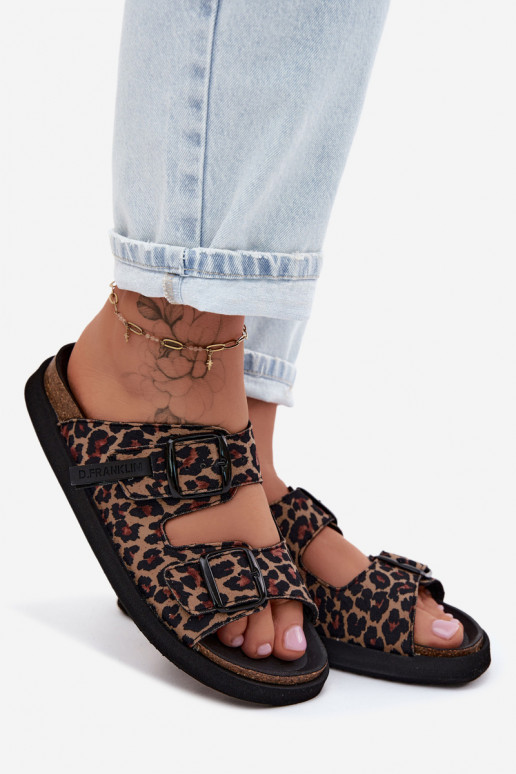 D.Franklin DFSH407011 Damen-Platformslipper mit Leopardenmuster