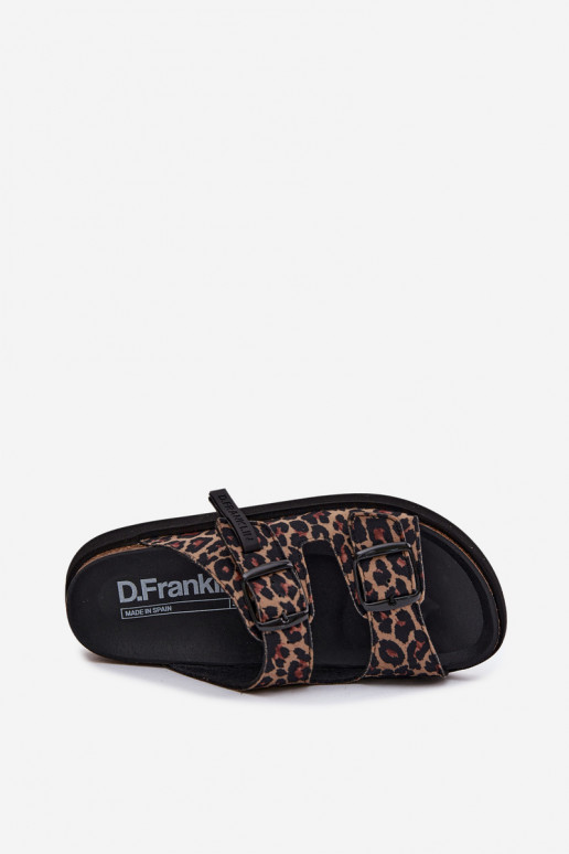 Damenhausschuhe mit Schnallen mit einer Plattform D.Franklin DFSH407011 mit Leopardenfellmuster