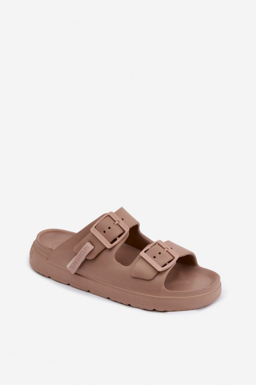 Leichte Hausschuhe Damenhausschuhe mit Schnallen D.Franklin DFSH413004 Beige