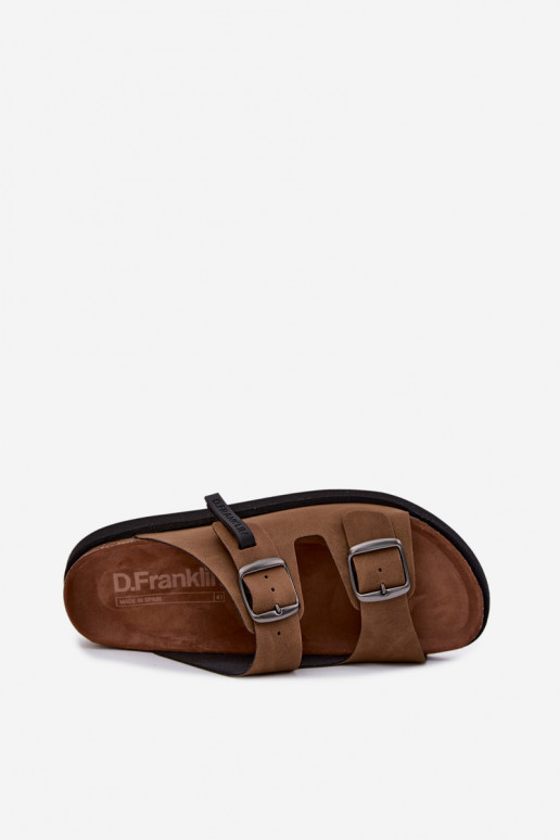 Herrenlederslipper mit Schnallen D.Franklin DFSH407017 braun