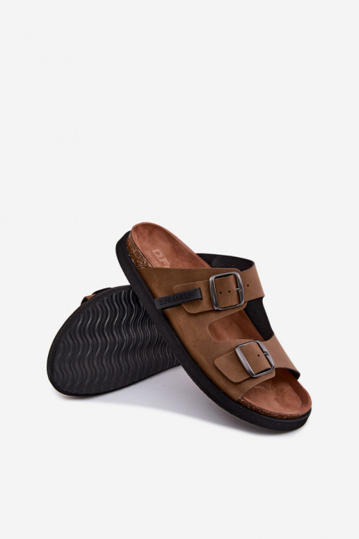 Herrenlederslipper mit Schnallen D.Franklin DFSH407017 braun