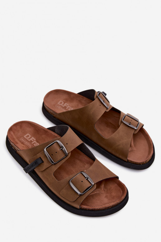 Herrenlederslipper mit Schnallen D.Franklin DFSH407017 braun