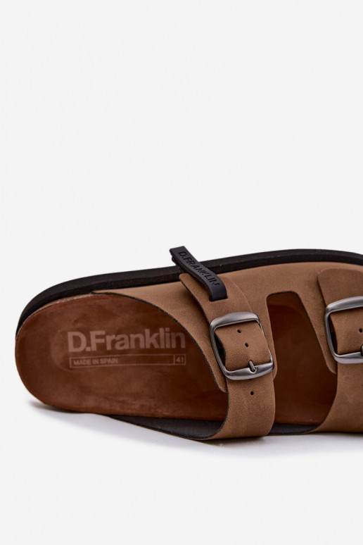 Herrenlederslipper mit Schnallen D.Franklin DFSH407017 braun