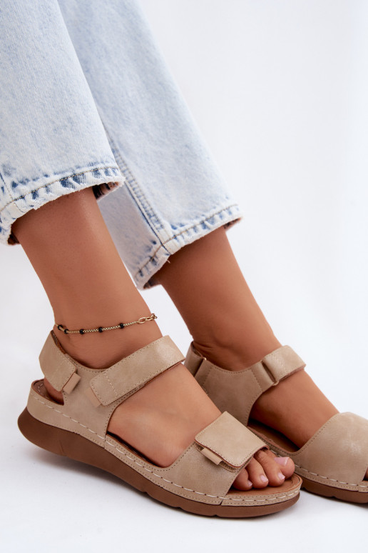Damensandalen mit einer Plattform Beige Linora