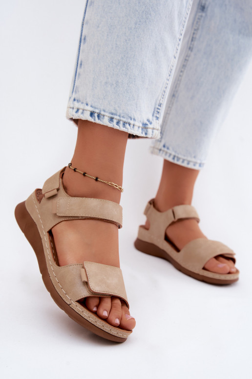Damensandalen mit einer Plattform Beige Linora