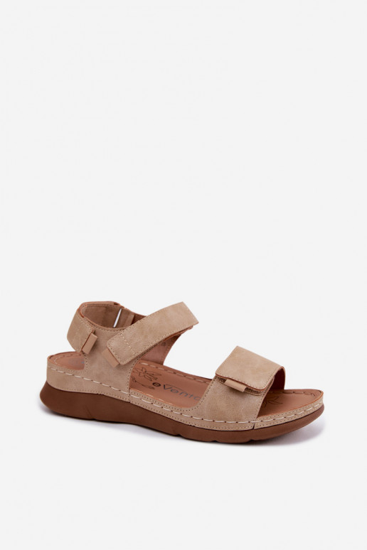 Damensandalen mit einer Plattform Beige Linora