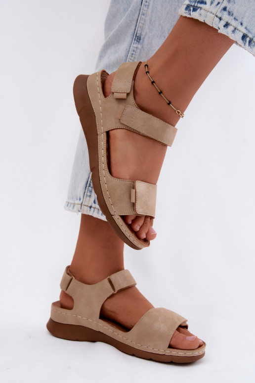 Damensandalen mit einer Plattform Beige Linora