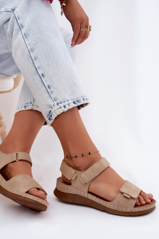 Damen-Platformsandalen in Sandfarbe Linora