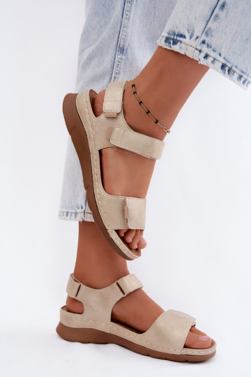 Damen-Platformsandalen in Goldfarbe Linora