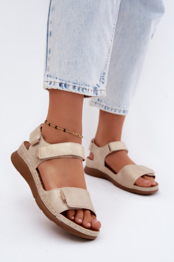 Damen-Platformsandalen in Goldfarbe Linora 2