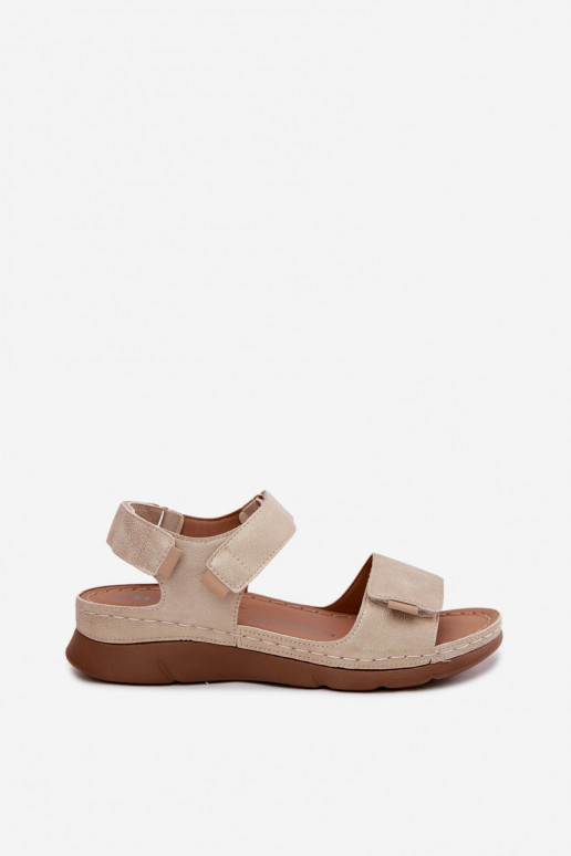 Damensandalen mit einer Plattform goldene Farbe Linora