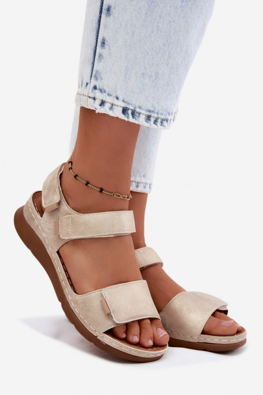 Damen-Platformsandalen in Goldfarbe Linora