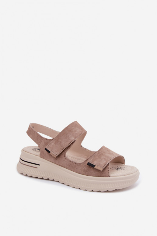 Haut INildledersandalen für Damen mit einer Plattform Beige Peria