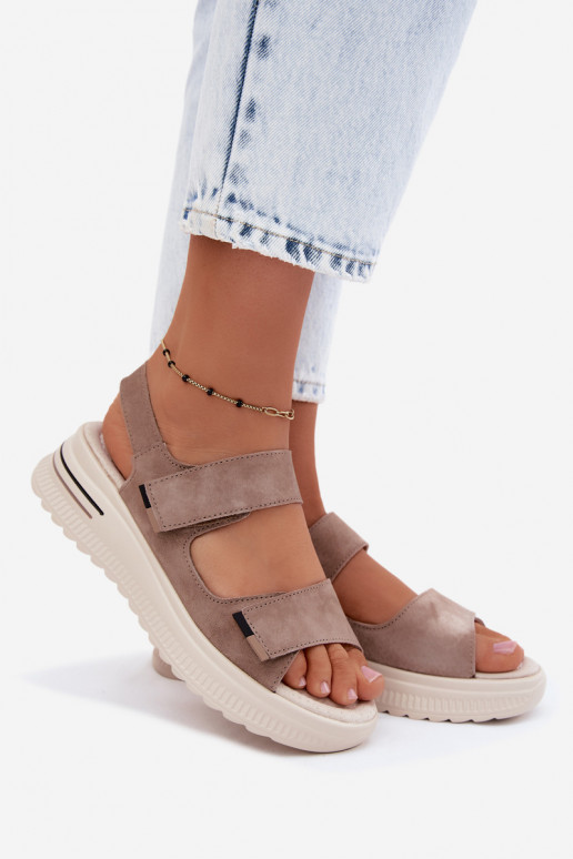 Haut INildledersandalen für Damen mit einer Plattform Beige Peria