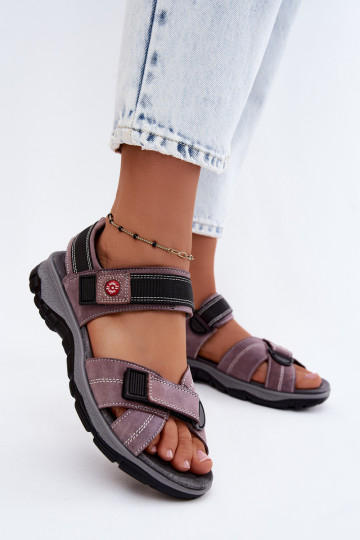 Damen-Sandalen aus Kunstveloursleder mit Klettverschlüssen LaĮendoĮe Blingy