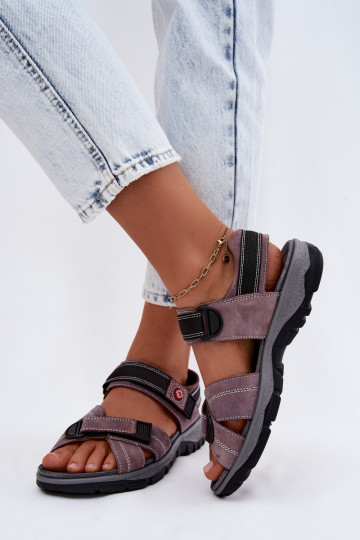 Damen-Sandalen aus Kunstveloursleder mit Klettverschlüssen LaĮendoĮe Blingy 2