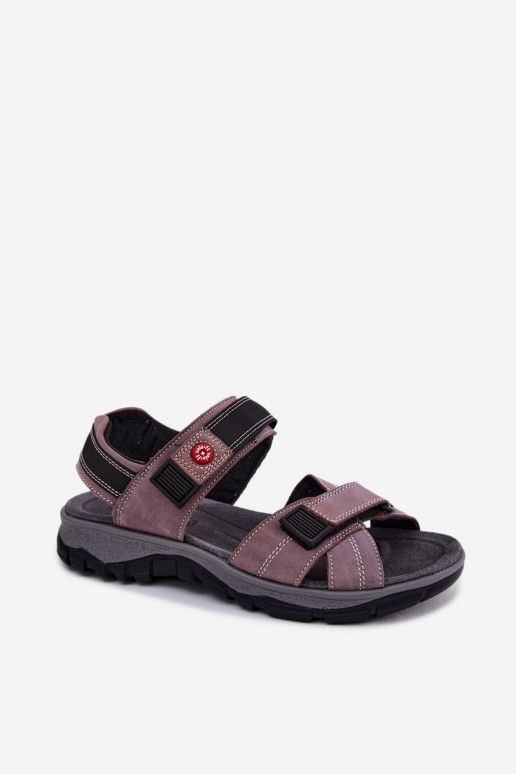 Damen-Sandalen aus Kunstveloursleder mit Klettverschlüssen LaĮendoĮe Blingy
