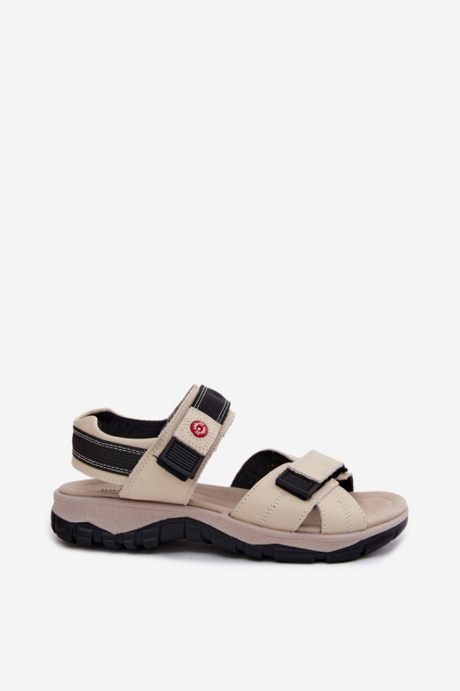 Damensandalen Feminin mit Klebeverschlüssen Beige Blingy