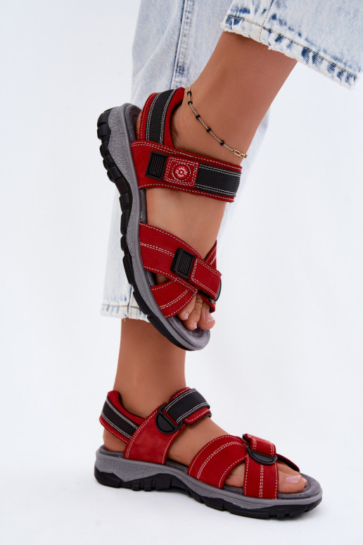 Haut INildledersandalen für Damen mit Klebeverschlüssen rote Farbe Blingy