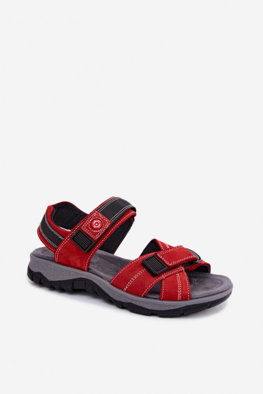 Haut INildledersandalen für Damen mit Klebeverschlüssen rote Farbe Blingy