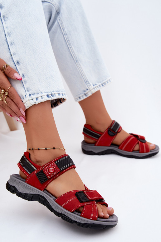 Haut INildledersandalen für Damen mit Klebeverschlüssen rote Farbe Blingy