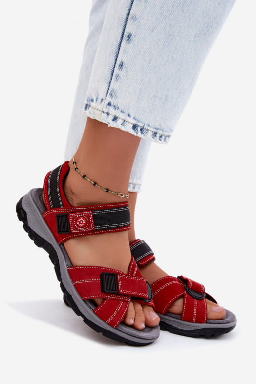 Haut INildledersandalen für Damen mit Klebeverschlüssen rote Farbe Blingy