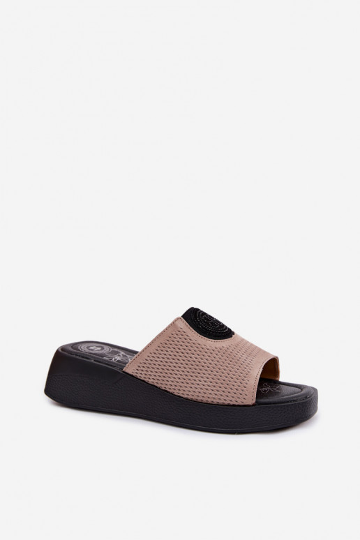 Haut INildleder-Hausschuhe für Damen Ermöglicht Halbstiefelie Beige Fablee