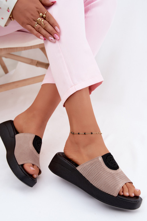 Haut INildleder-Hausschuhe für Damen Ermöglicht Halbstiefelie Beige Fablee
