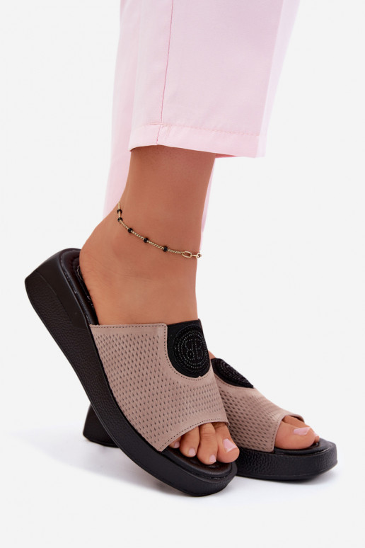 Haut INildleder-Hausschuhe für Damen Ermöglicht Halbstiefelie Beige Fablee