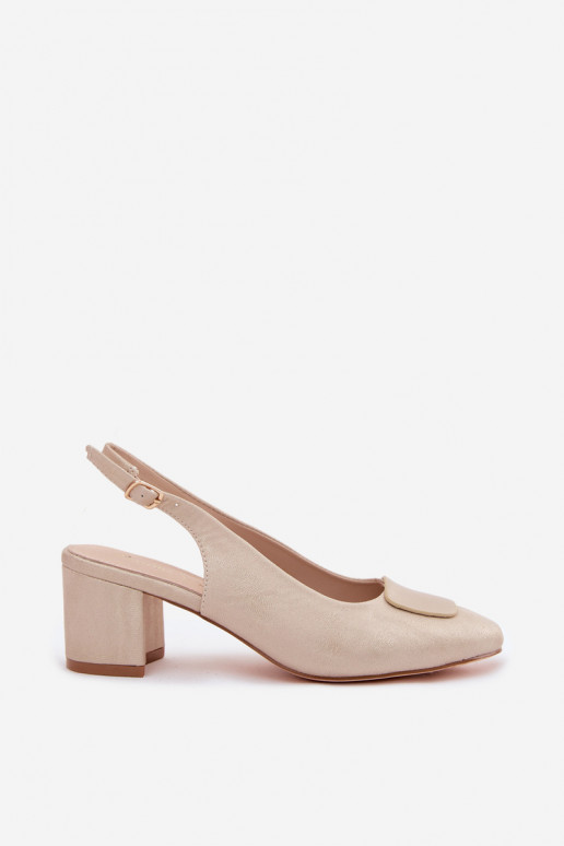 Damensandalen Obcas Słupek Ozdoba goldene Farbe Es mussden