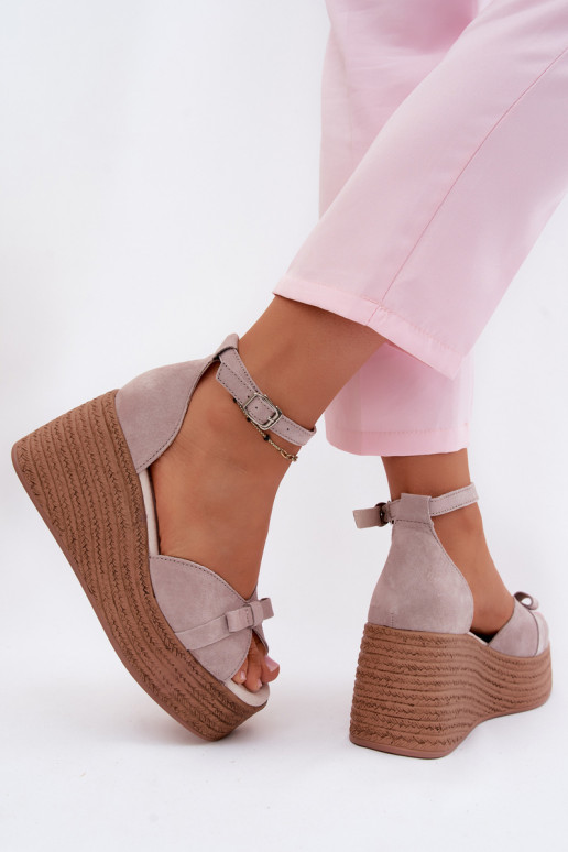 Haut Plateausandalen aus INildleder graue Farbe Ashen
