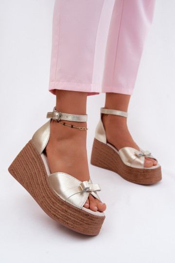 Haut Plateausandalen goldene Farbe Ashen 2