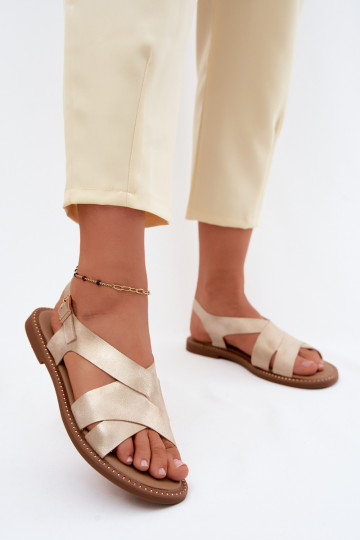 Flache Damensandalen in goldfarbener Farbe Blinga
