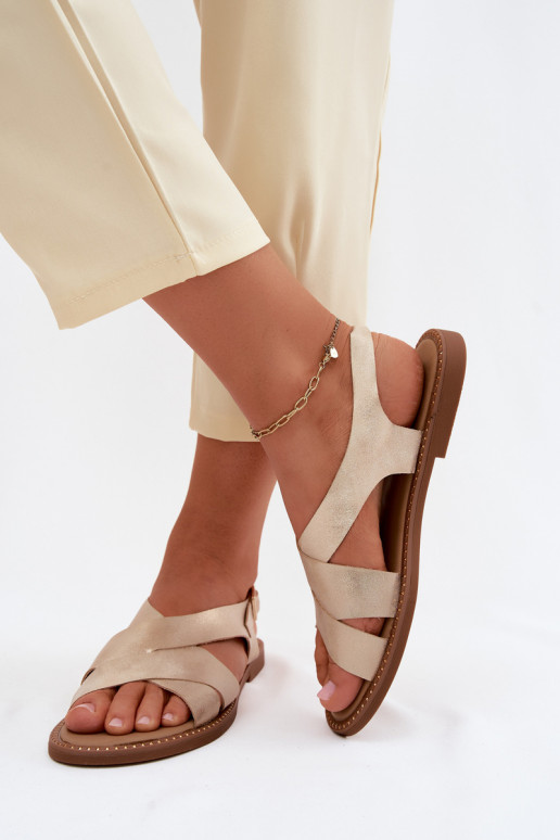 Flache Sandalen für Damen goldene Farbe Blinga