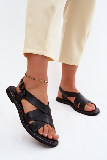 Flache Sandalen für Damen schZuarze Farbe Blinga 2