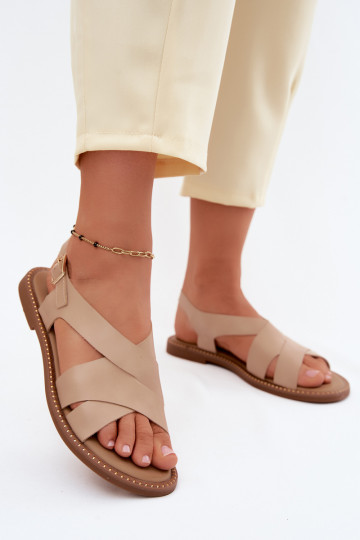 Flache Sandalen für Damen Beige Blinga 2