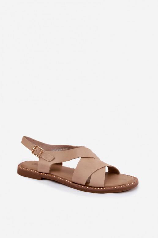 Flache Sandalen für Damen Beige Blinga