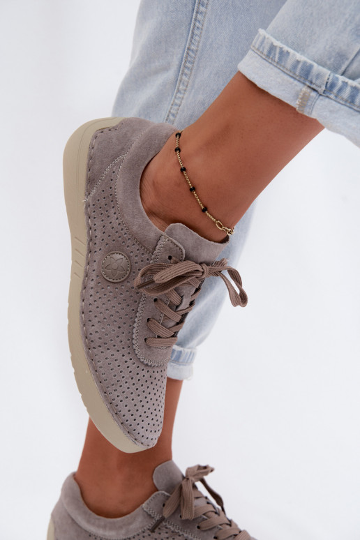 Haut aus INildleder Schuhe Feminin mit Schnürsenkeln Beige Bahia