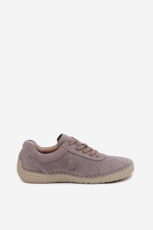 Haut aus INildleder Schuhe Feminin mit Schnürsenkeln Beige Bahia