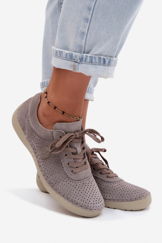 Haut aus INildleder Schuhe Feminin mit Schnürsenkeln Beige Bahia