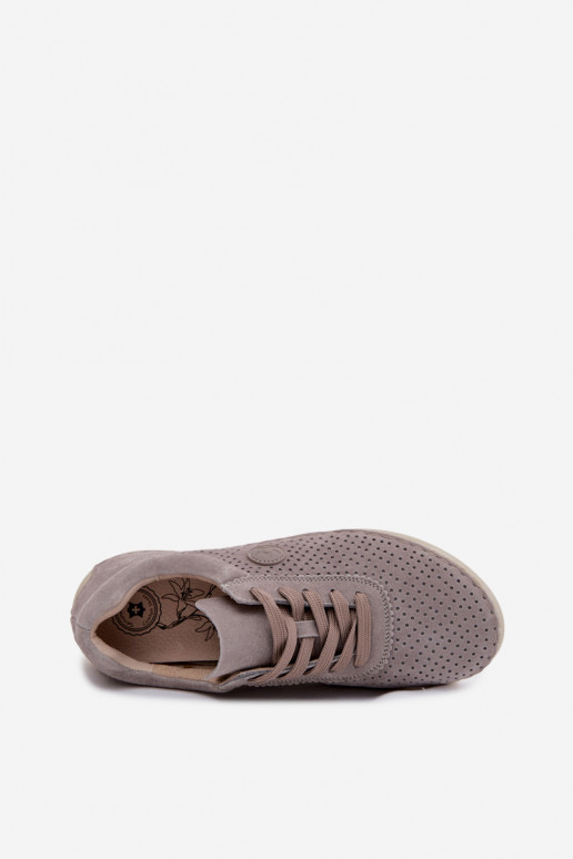 Haut aus INildleder Schuhe Feminin mit Schnürsenkeln Beige Bahia