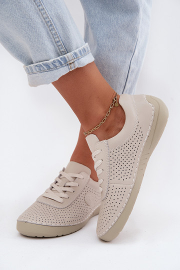 Ivory Leder-Damenschuhe mit Schnürsenkeln Bahia