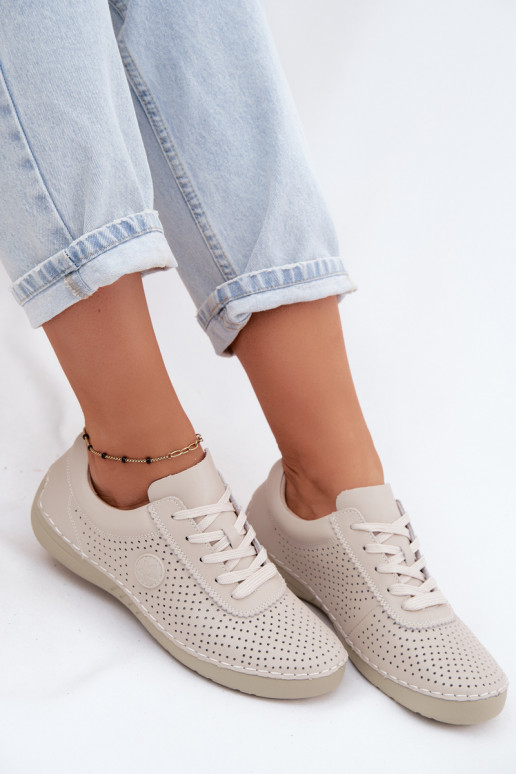 Haut Schuhe Feminin mit Schnürsenkeln elfenbeinfarbe Bahia